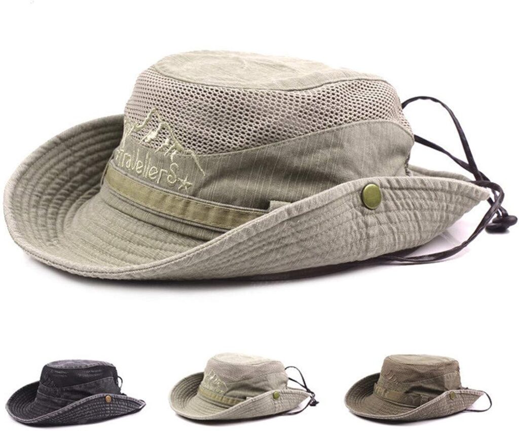 Lanly Fishing Hat Sun Hat Unisex Men Women Safari Hat Cotton Foldable Adjustable Hiking Hat Garden Hat Outdoor Travel