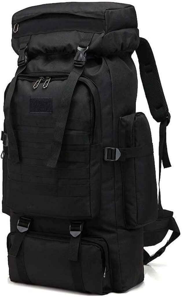 Large Backpack 60 L - 80 L, Outdoor Military Backpack for Men, Camouflage, Emergency Backpack, Waterproof, Survival-Filled Escape Backpack, Combat Backpack, Hiking Backpack, Lightweight
