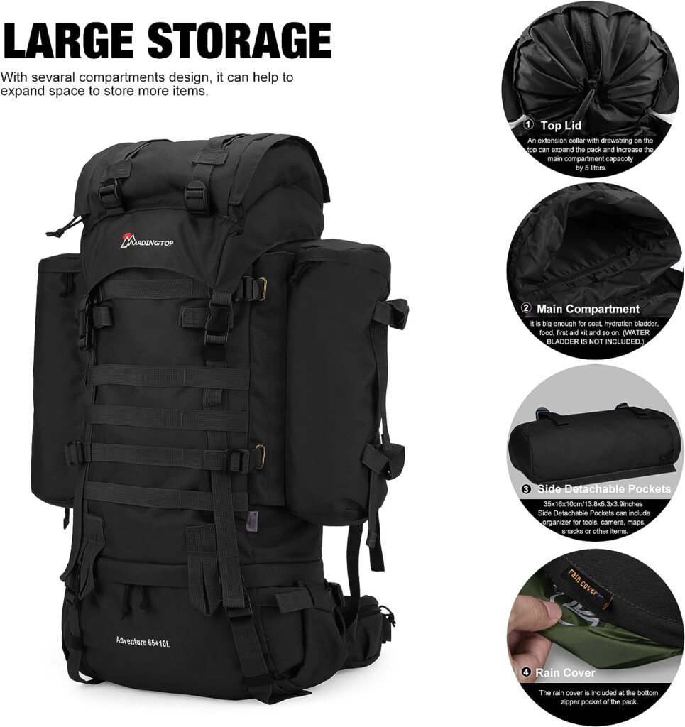Mardingtop Tactical Rucksack Hiking Backpack YKK Zip with Large Capacity, Customisable