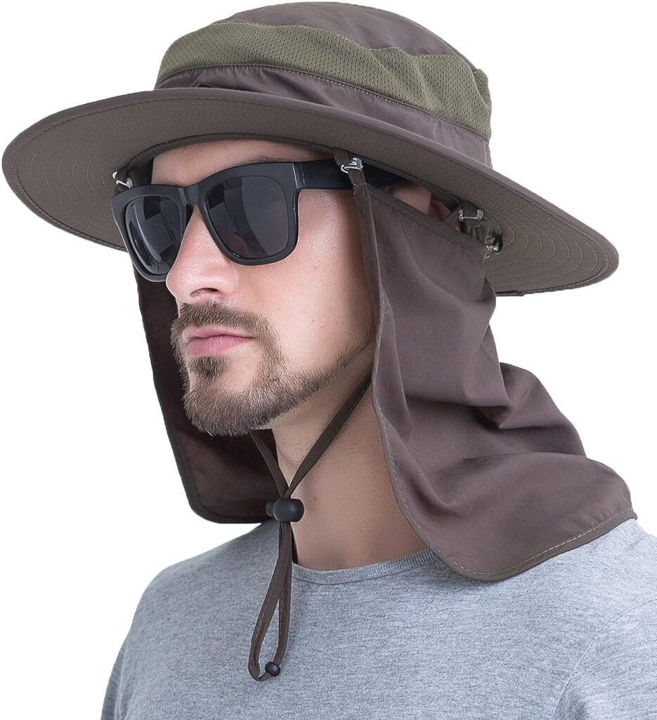 Saoirse.Hats JNINTH Mens Summer Outdoor Sun Hat UV Protection Fishing Hat Unisex Foldable Breathable Hiking Hat Neck Protection