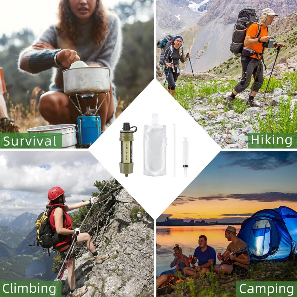 TUEWANR Outdoor Water Filter, 5000 L Portable Mini Water Filter System, Emergency Water Purifier for Camping, Hiking and Travel, Emergency Readiness Water Treatment